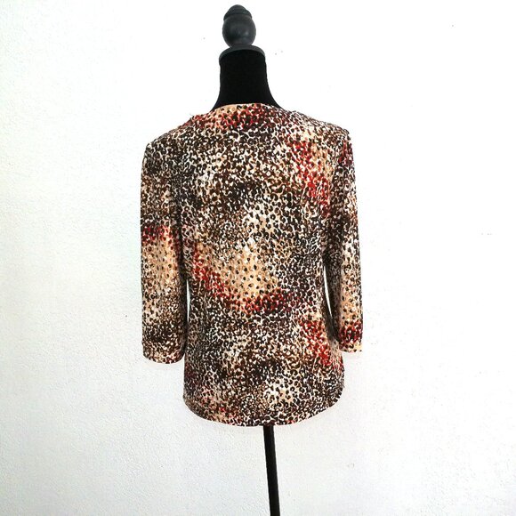 Red/beige/black Blouse, with rhinestone/glitters design - Picture 9 of 9